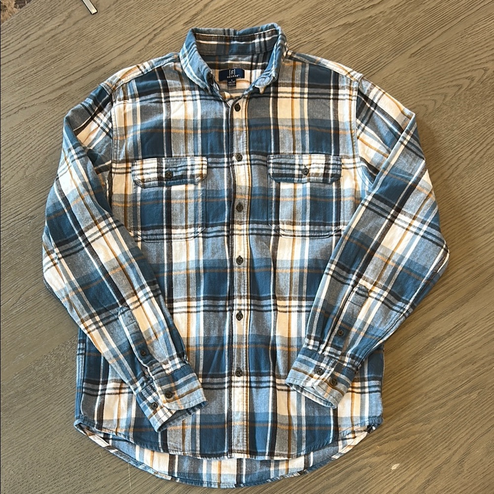 George  blue and White Casual Button Down Shirt